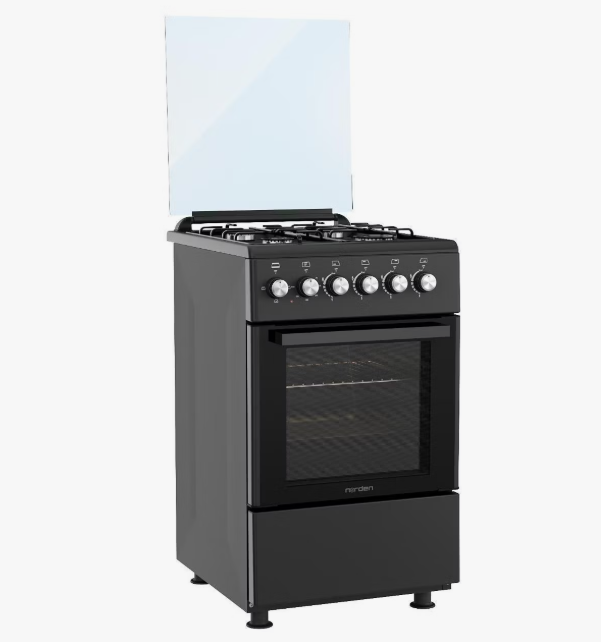 Газоэлектрическая плита NORDEN FF5405GAZD(Черная/Газ.контр/Конвекц./Чугун)